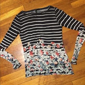 BCBG Striped Floral Tee